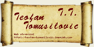 Teofan Tomušilović vizit kartica